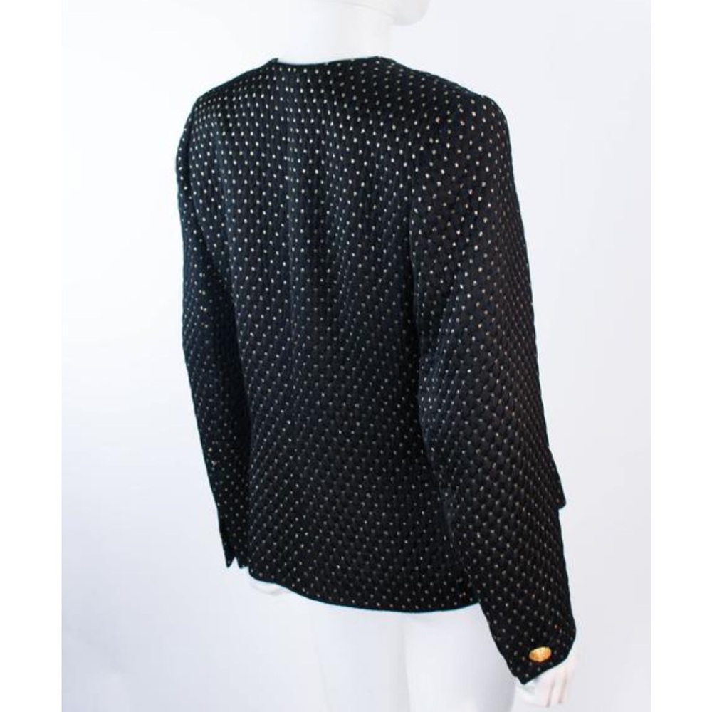 Yves Saint Laurent Vintage Quilted Black & Gold Blazer Size 44 US 12 - Picture 2 of 12